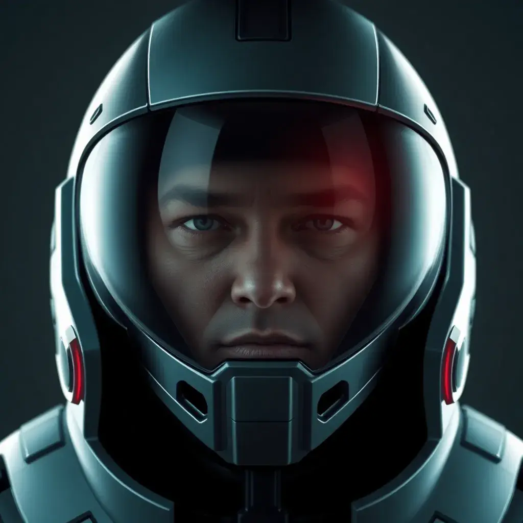 Futuristic helmet portrait