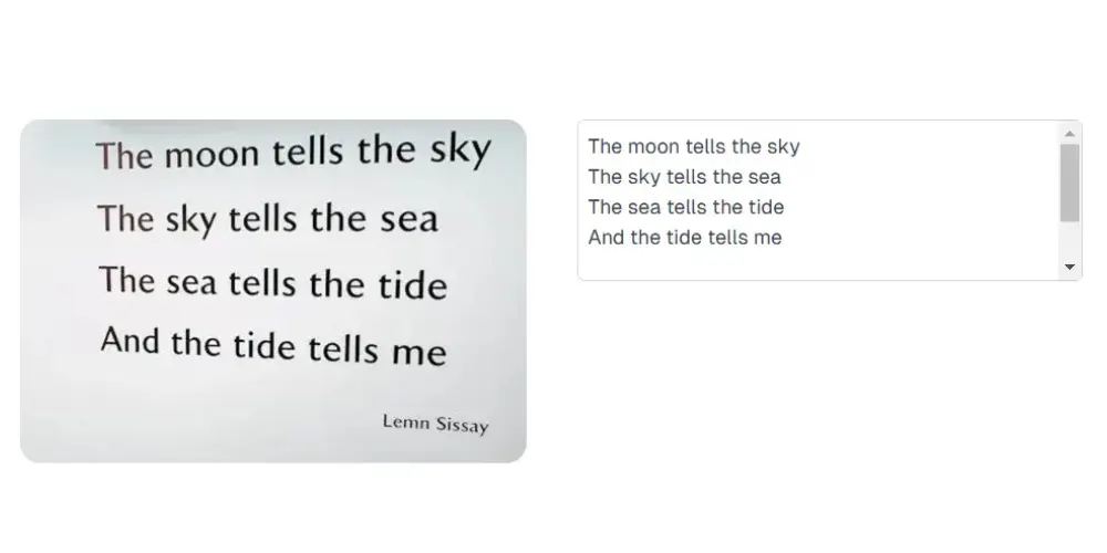 Example showing text extraction from an image with highlighted detected text areas